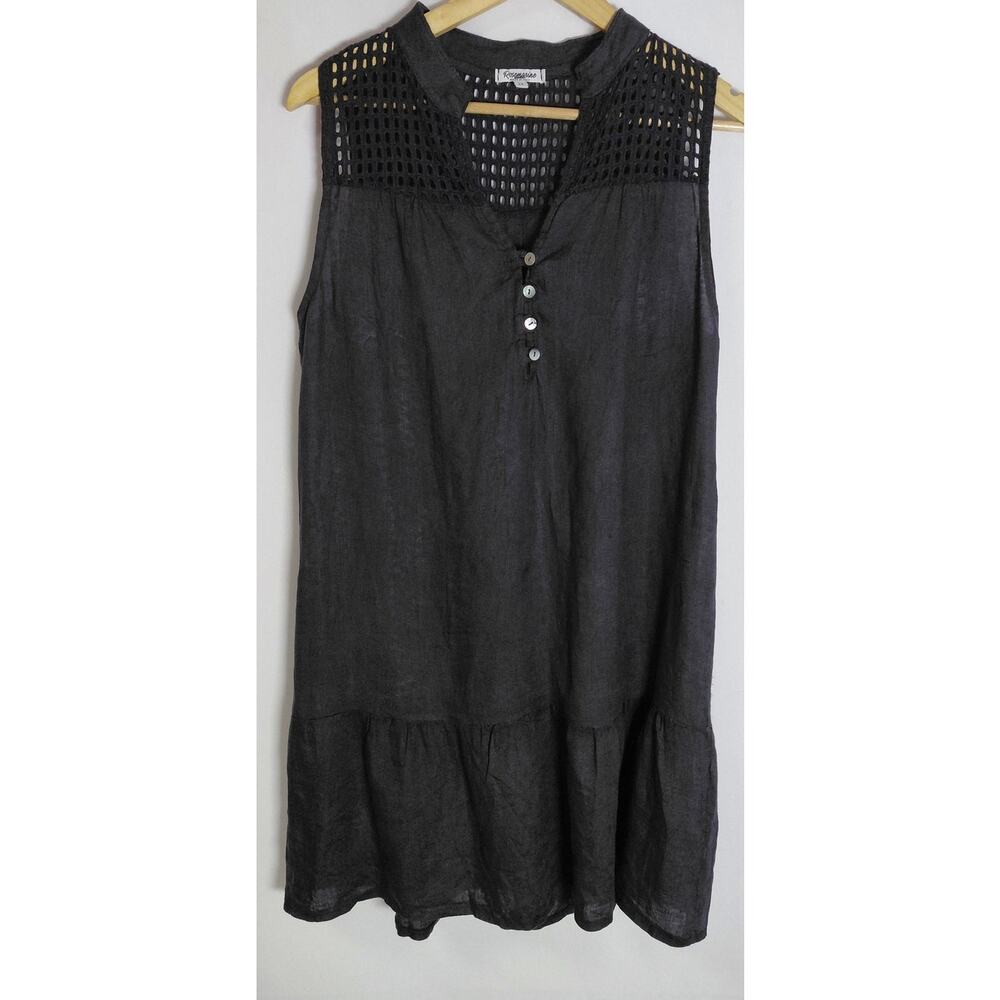 Rosemarine Made in Italy Sleeveless Dress Black Solid Collared Women Size M